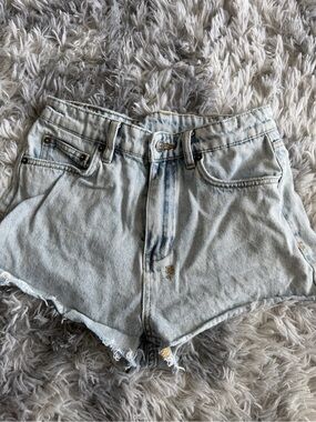 Ksubi Light Blue Distressed Denim Shorts